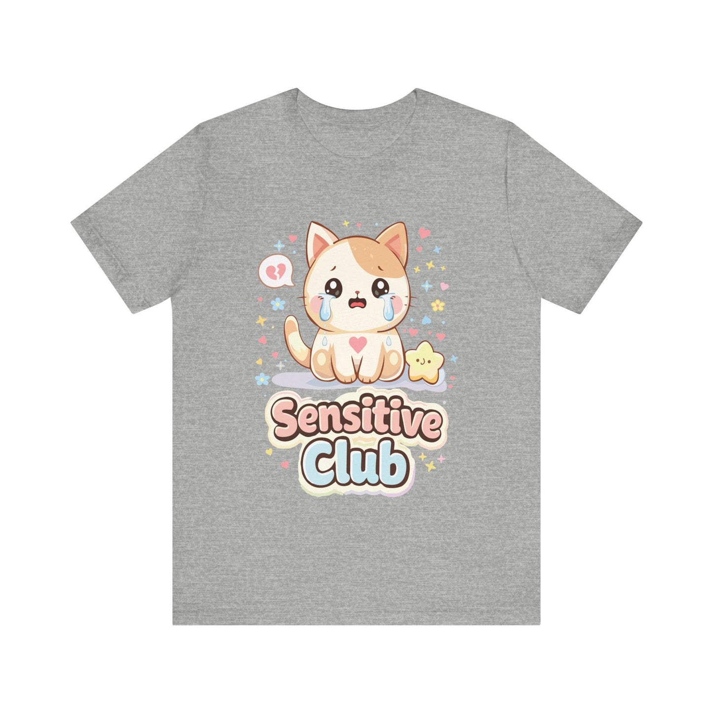 Sensitive Club Cute Cat T‑Shirt — Kawaii Emotional Support Tee