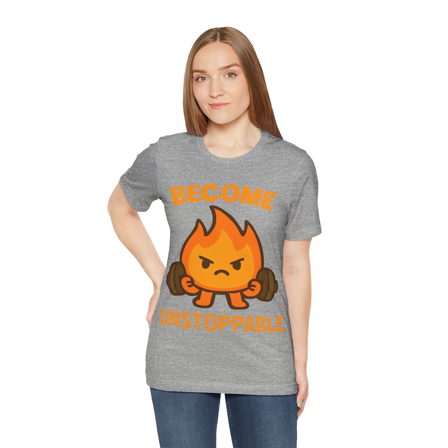 Become Unstoppable Flame Mascot T-Shirt — Motivational Gym Tee