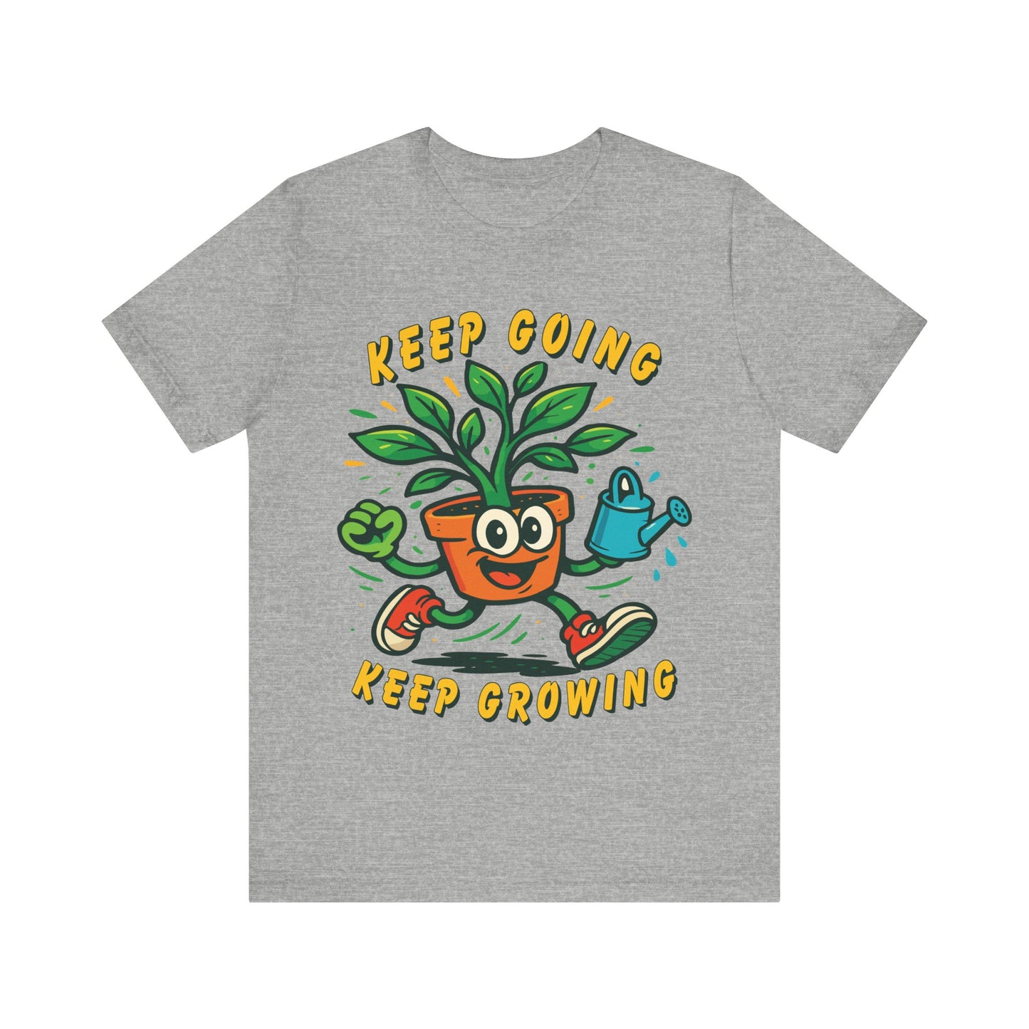 Keep Going Keep Growing T-Shirt — Motivational Plant Cartoon Tee for Gardeners & Self-Care