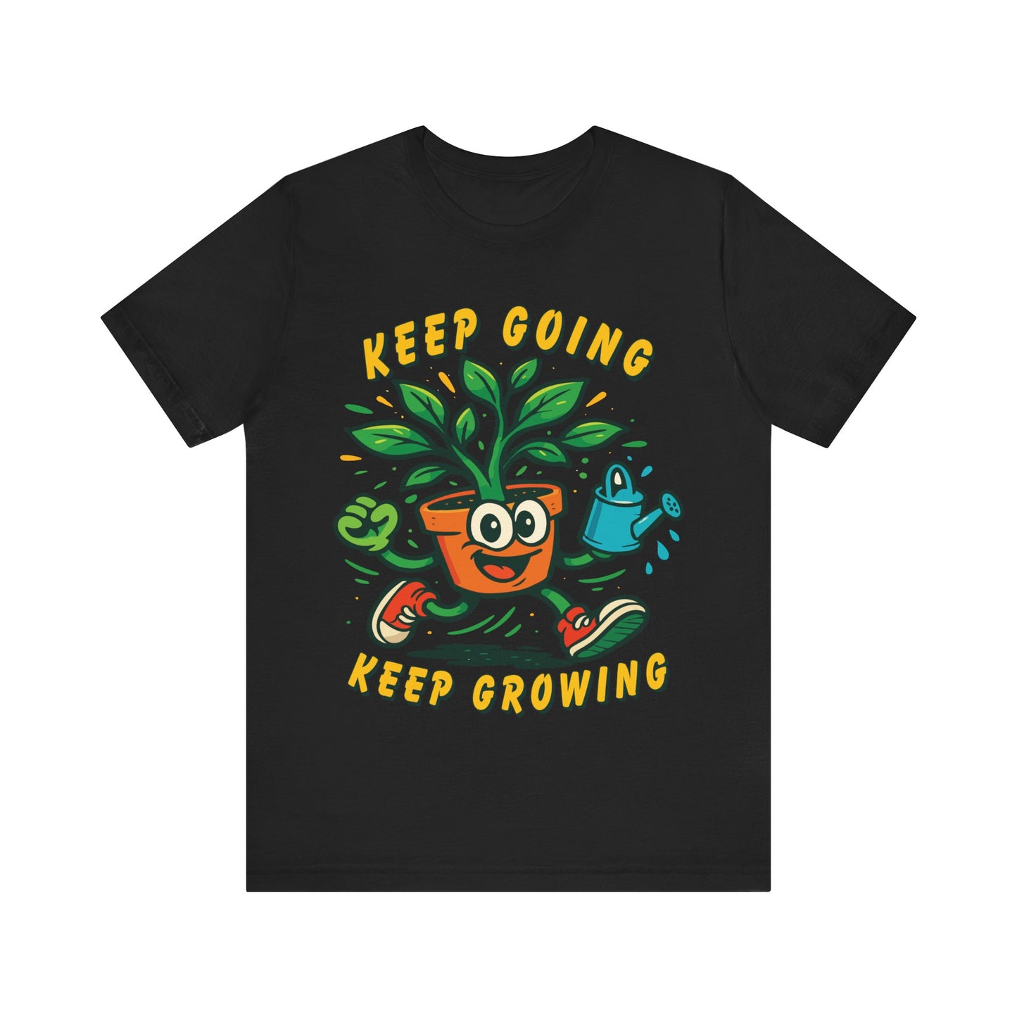 Keep Going Keep Growing T-Shirt — Motivational Plant Cartoon Tee for Gardeners & Self-Care