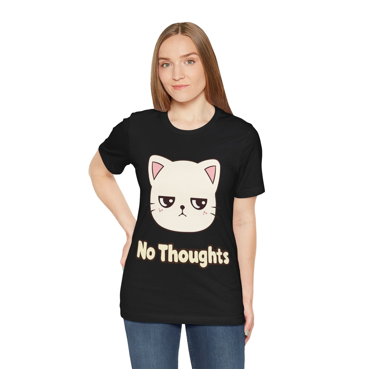 No Thoughts Cat T-Shirt — Cute Grumpy Kitty Graphic Tee