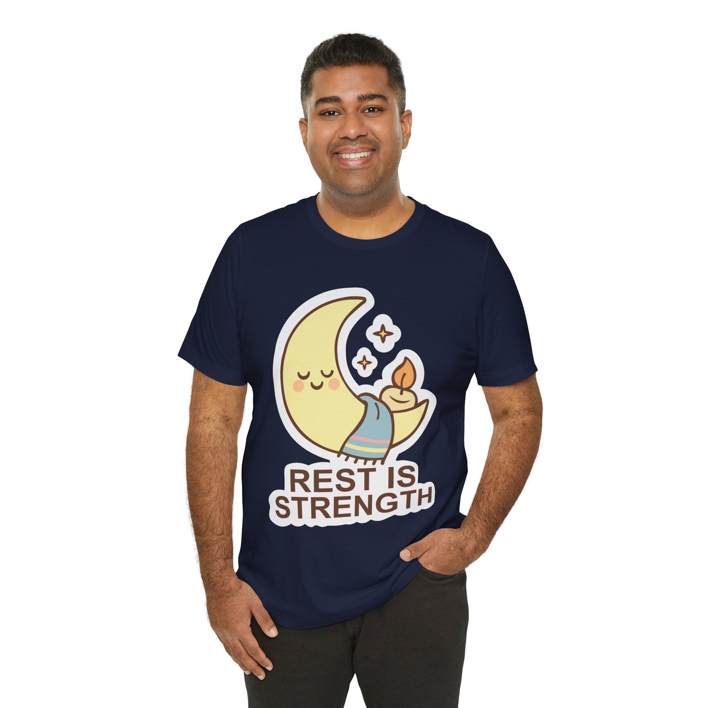 Rest Is Strength Moon Graphic Tee — Cute Self-Care Sleep T-Shirt