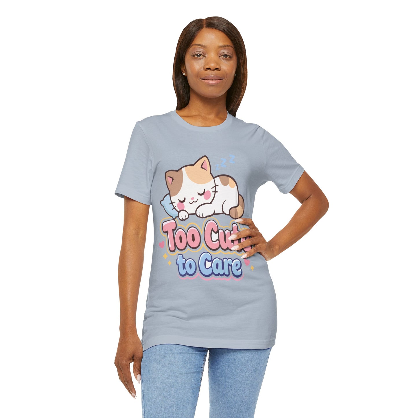 Too Cute to Care Cat T-Shirt — Cute Sleeping Kitten Graphic Tee