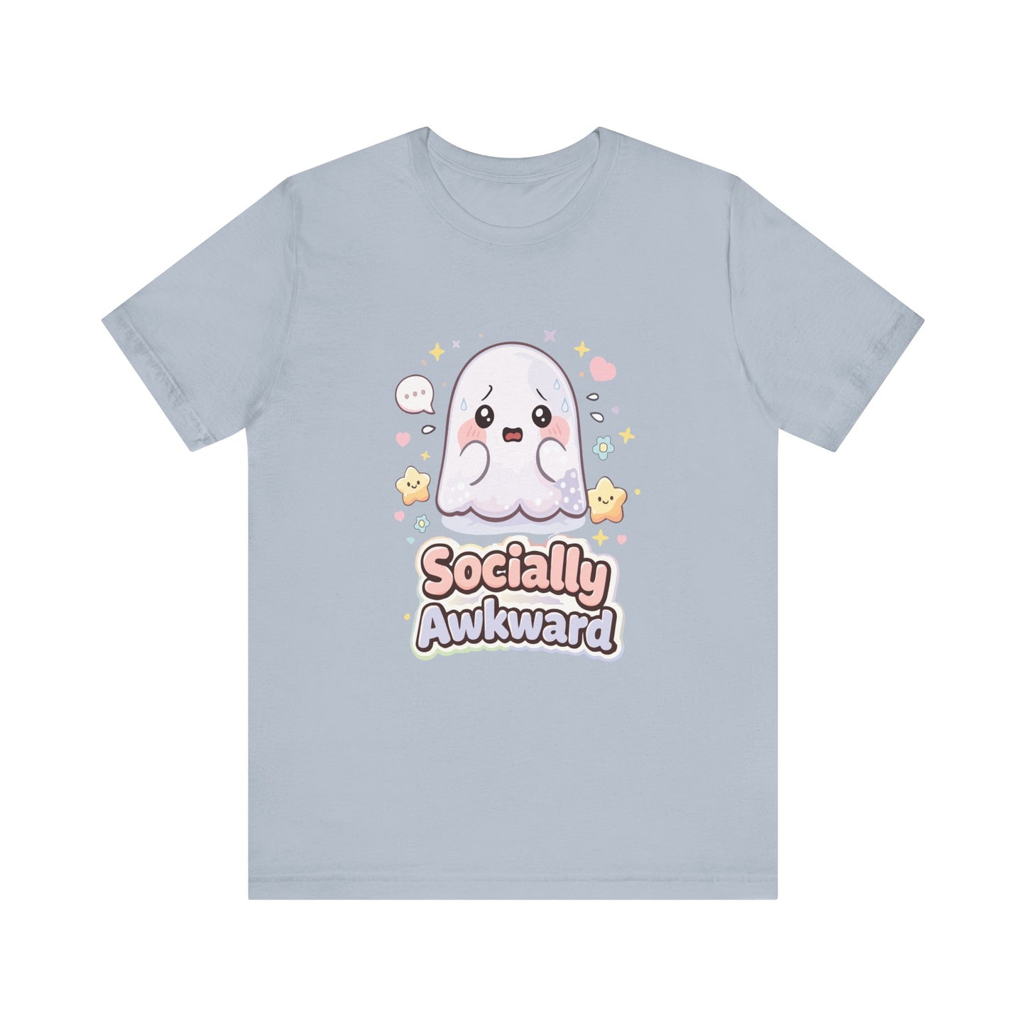 Socially Awkward Cute Ghost T‑Shirt — Kawaii Introvert Tee