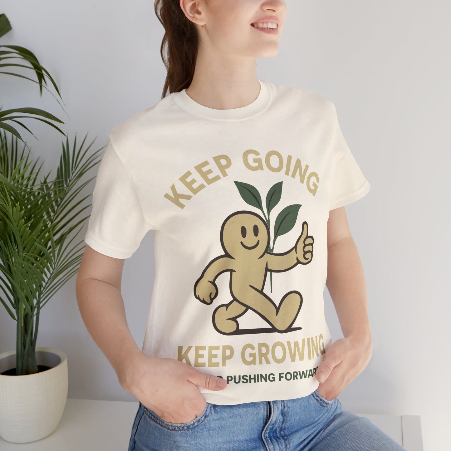 Keep Going Keep Growing Tee — Motivational Plant Character T-Shirt