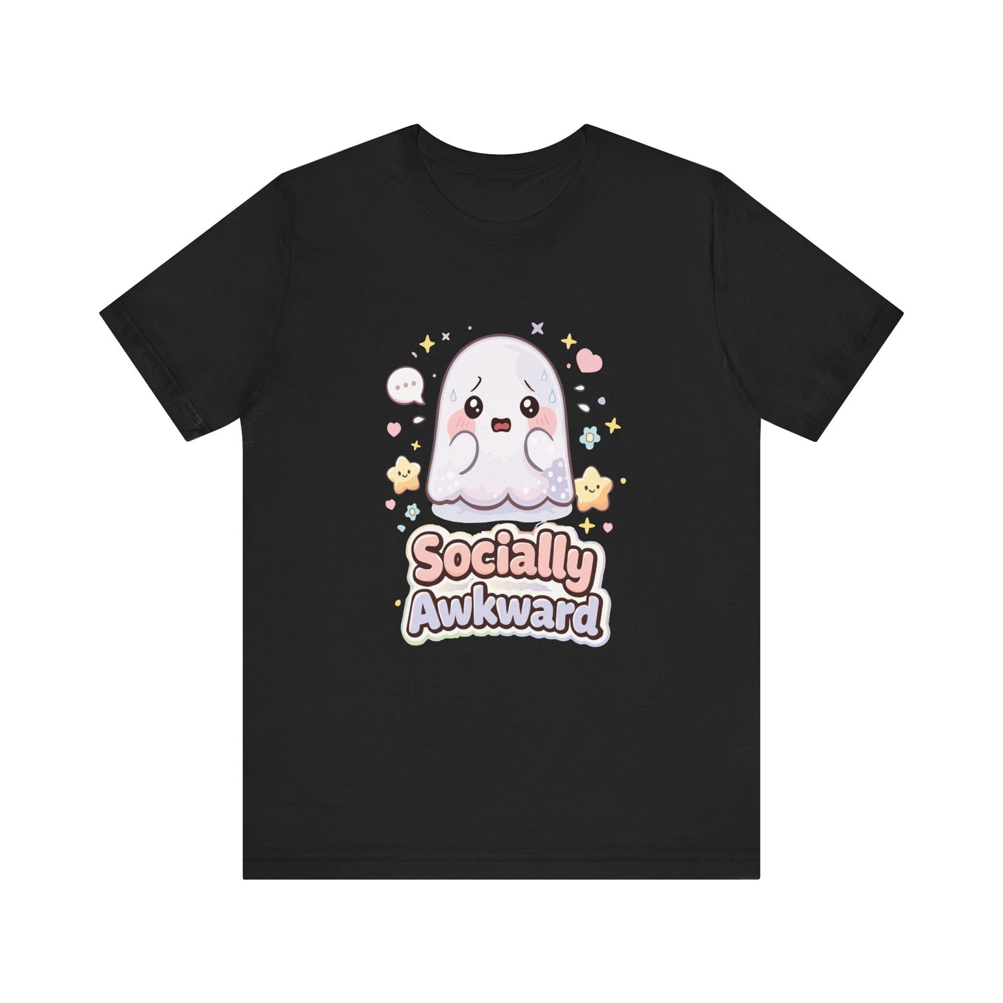 Socially Awkward Cute Ghost T‑Shirt — Kawaii Introvert Tee
