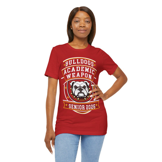 Bulldogs Academic Weapon Senior 2026 T-Shirt - Gold