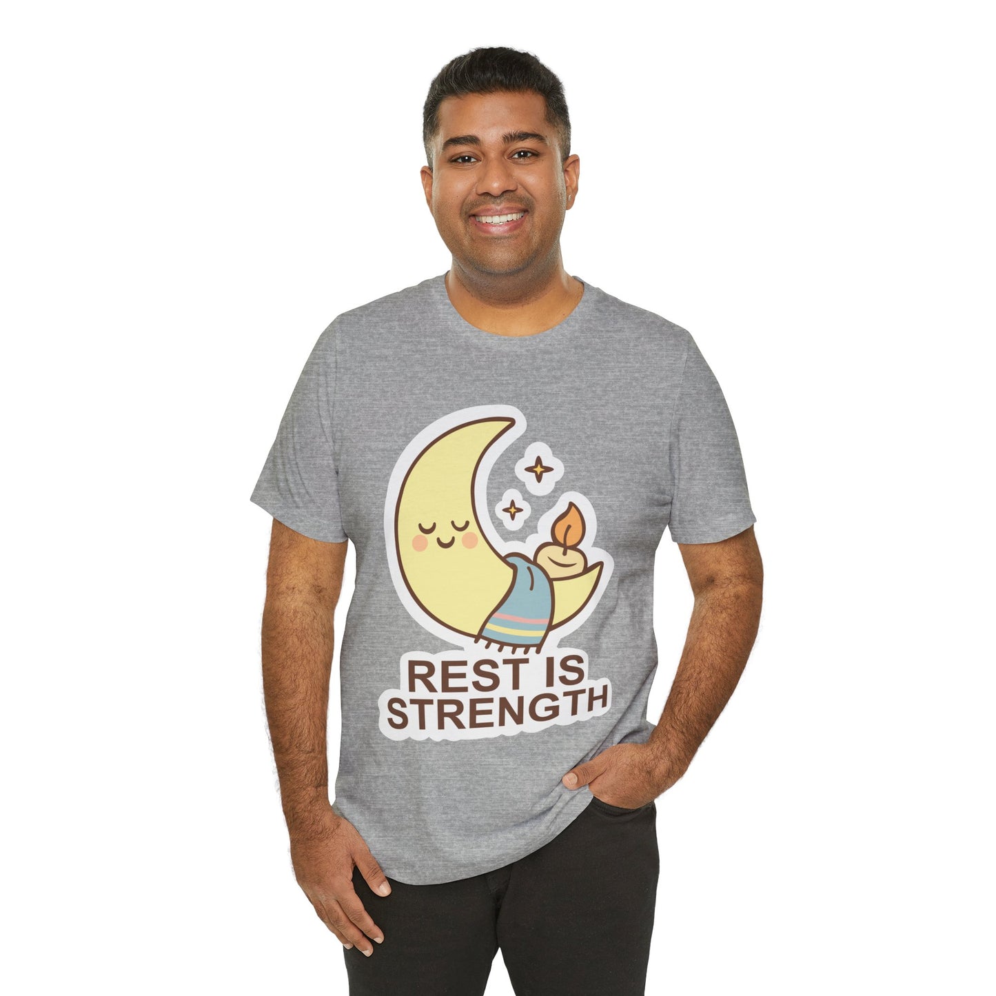 Rest Is Strength Moon Graphic Tee — Cute Self-Care Sleep T-Shirt