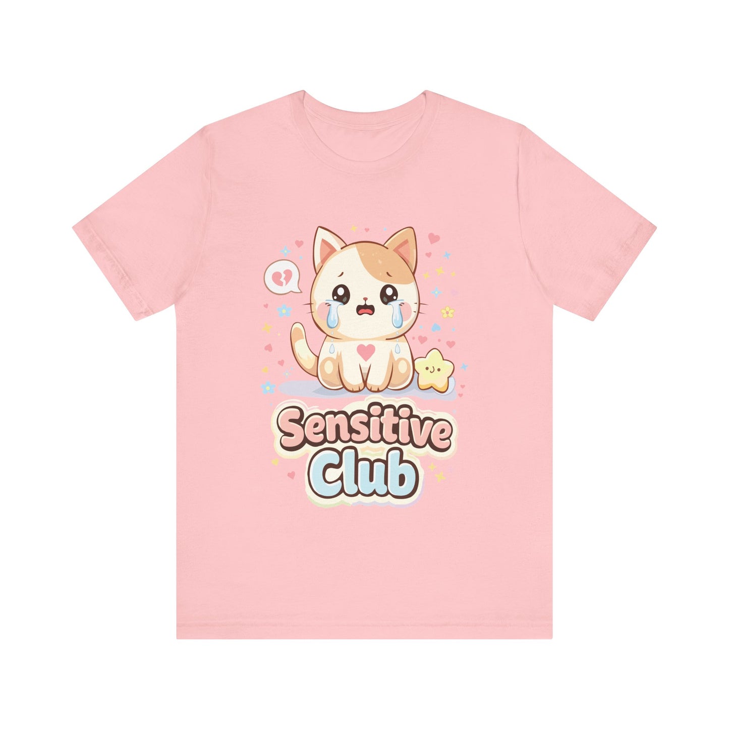 Sensitive Club Cute Cat T‑Shirt — Kawaii Emotional Support Tee