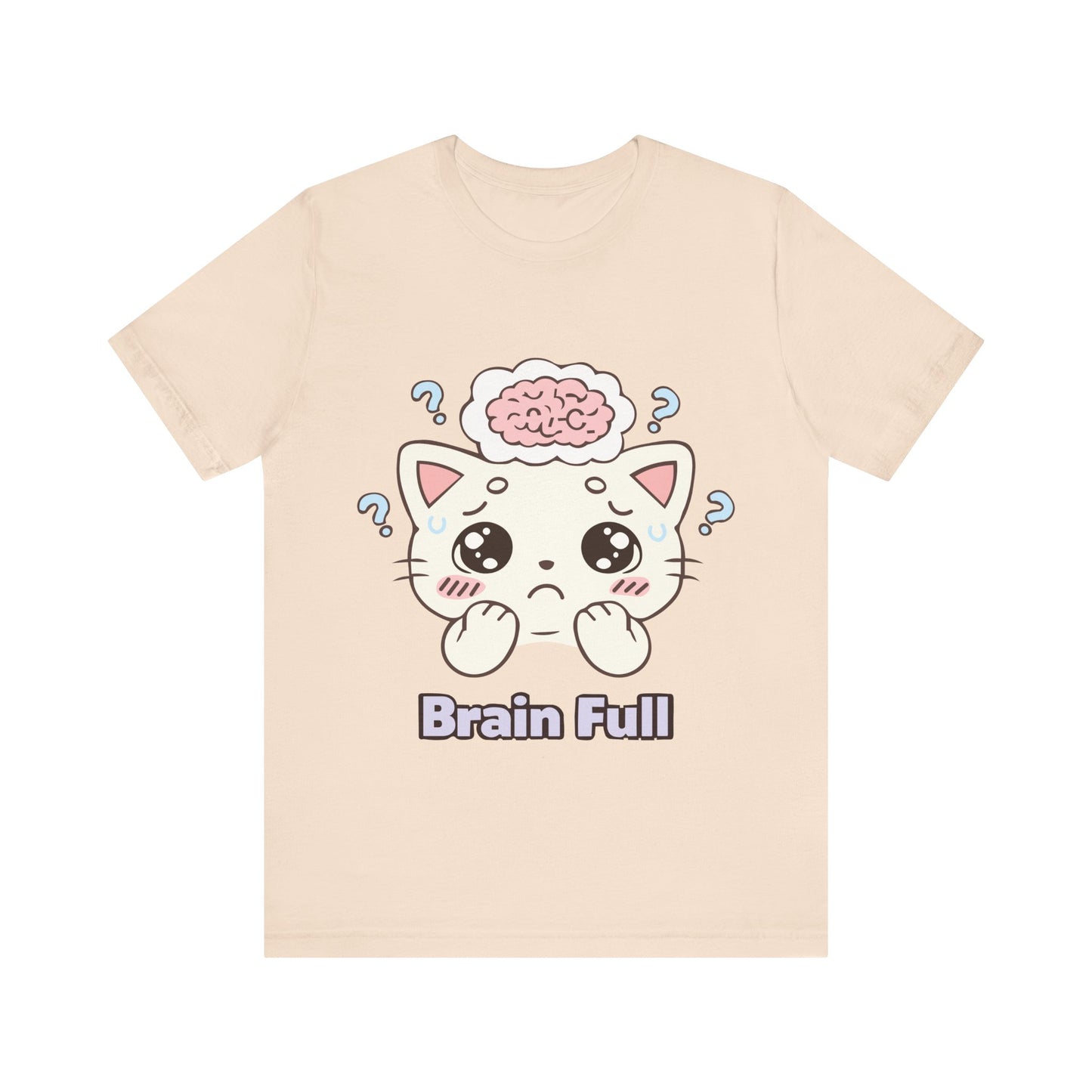 Brain Full Cute Cat Tee — Kawaii Cat Graphic T-Shirt