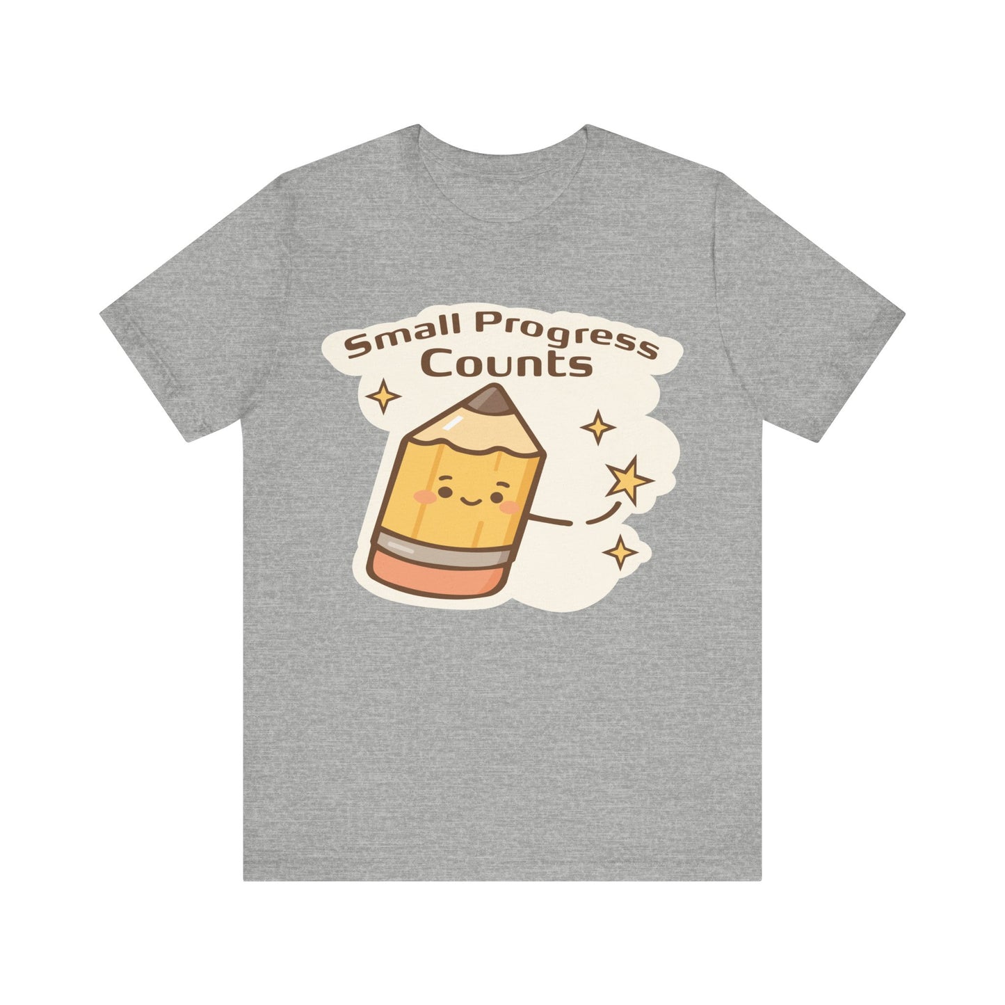 Small Progress Counts Pencil Tee — Motivational Cute Graphic T-Shirt