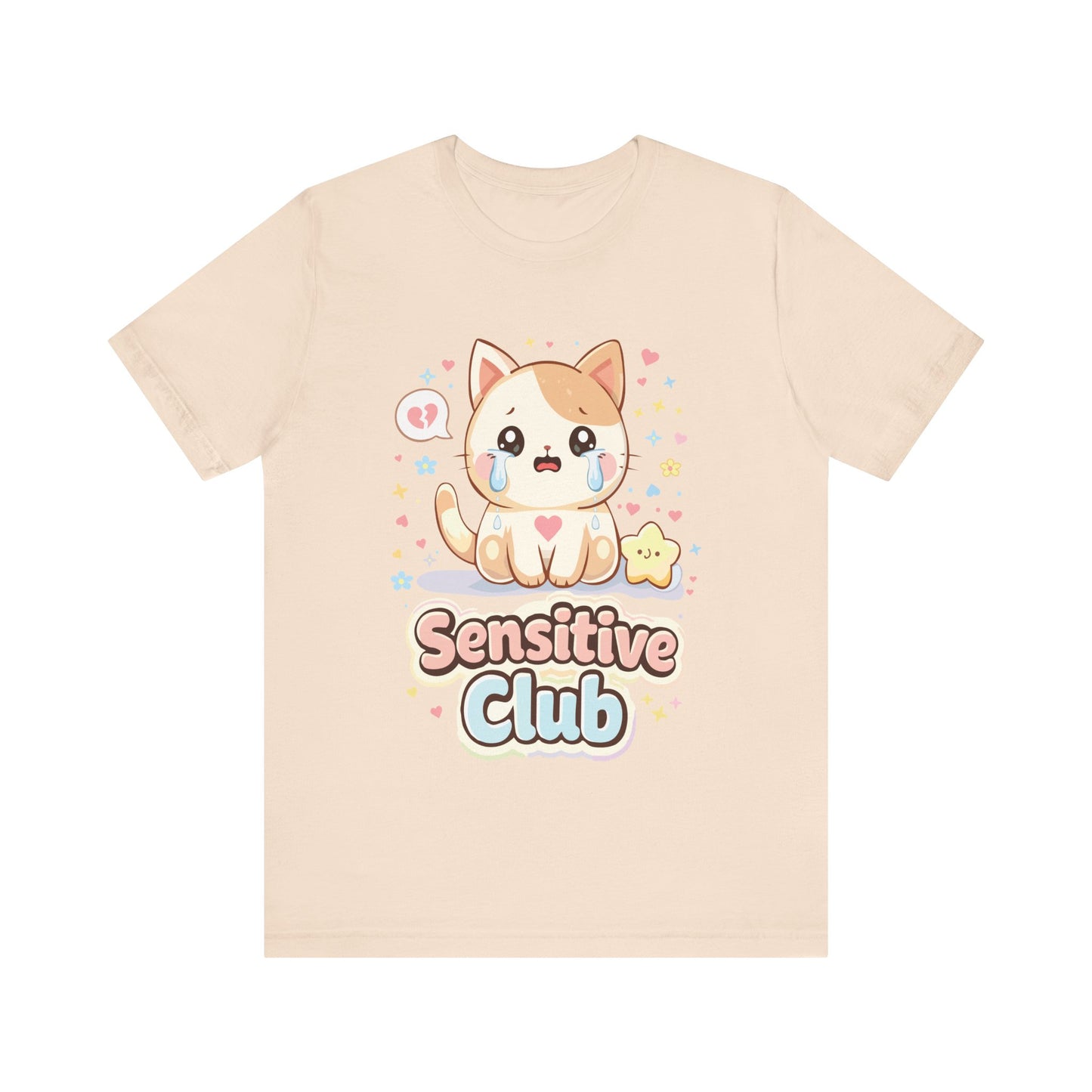 Sensitive Club Cute Cat T‑Shirt — Kawaii Emotional Support Tee