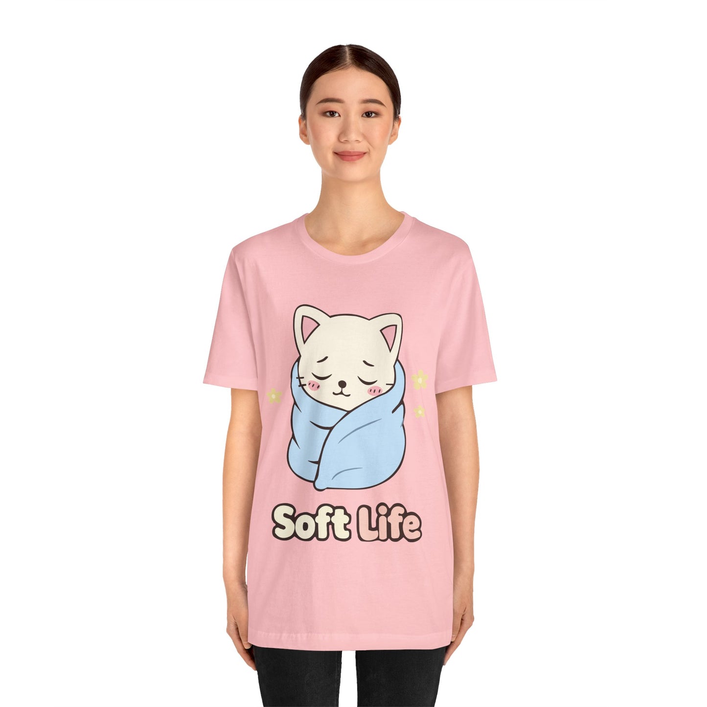 Soft Life Cat Tee — Cute Wrapped Kitten Graphic T-Shirt