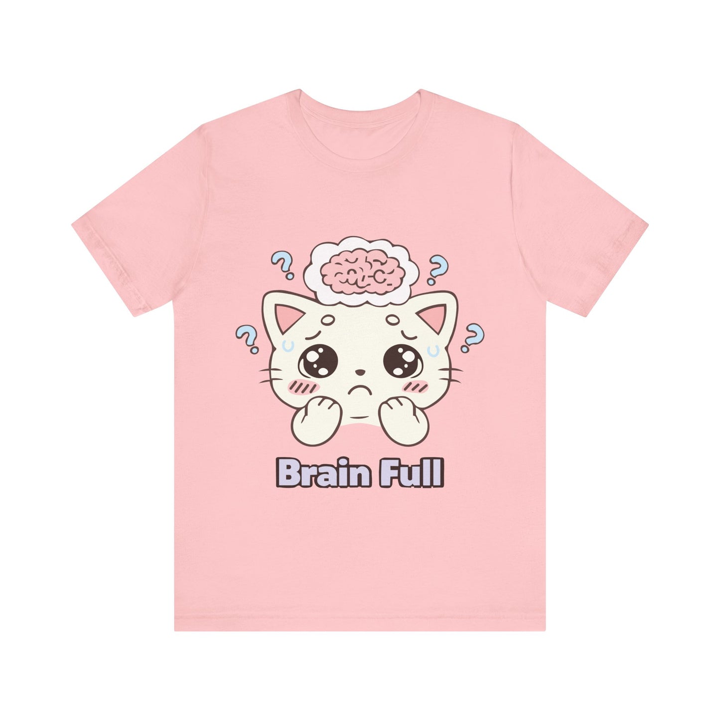 Brain Full Cute Cat Tee — Kawaii Cat Graphic T-Shirt