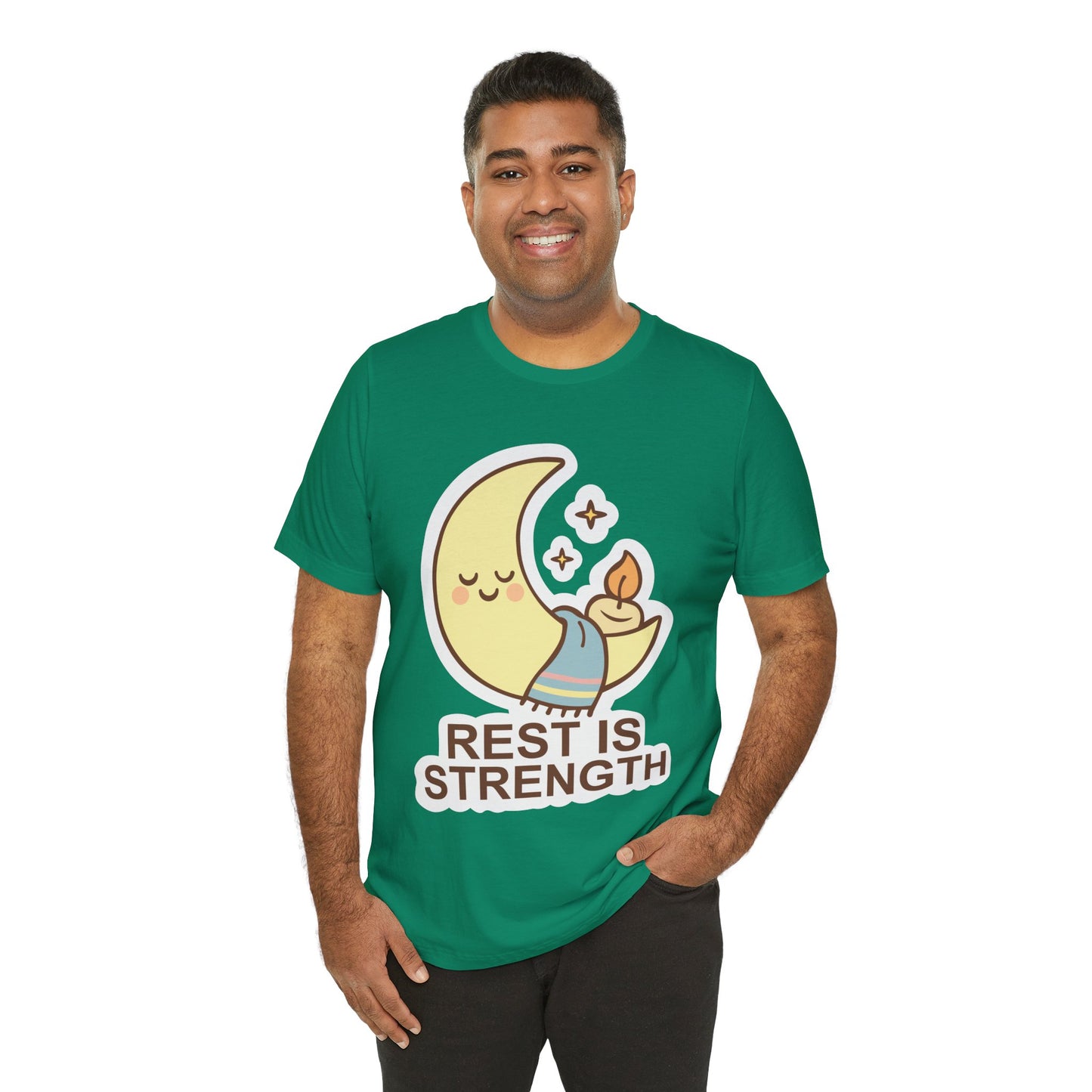 Rest Is Strength Moon Graphic Tee — Cute Self-Care Sleep T-Shirt