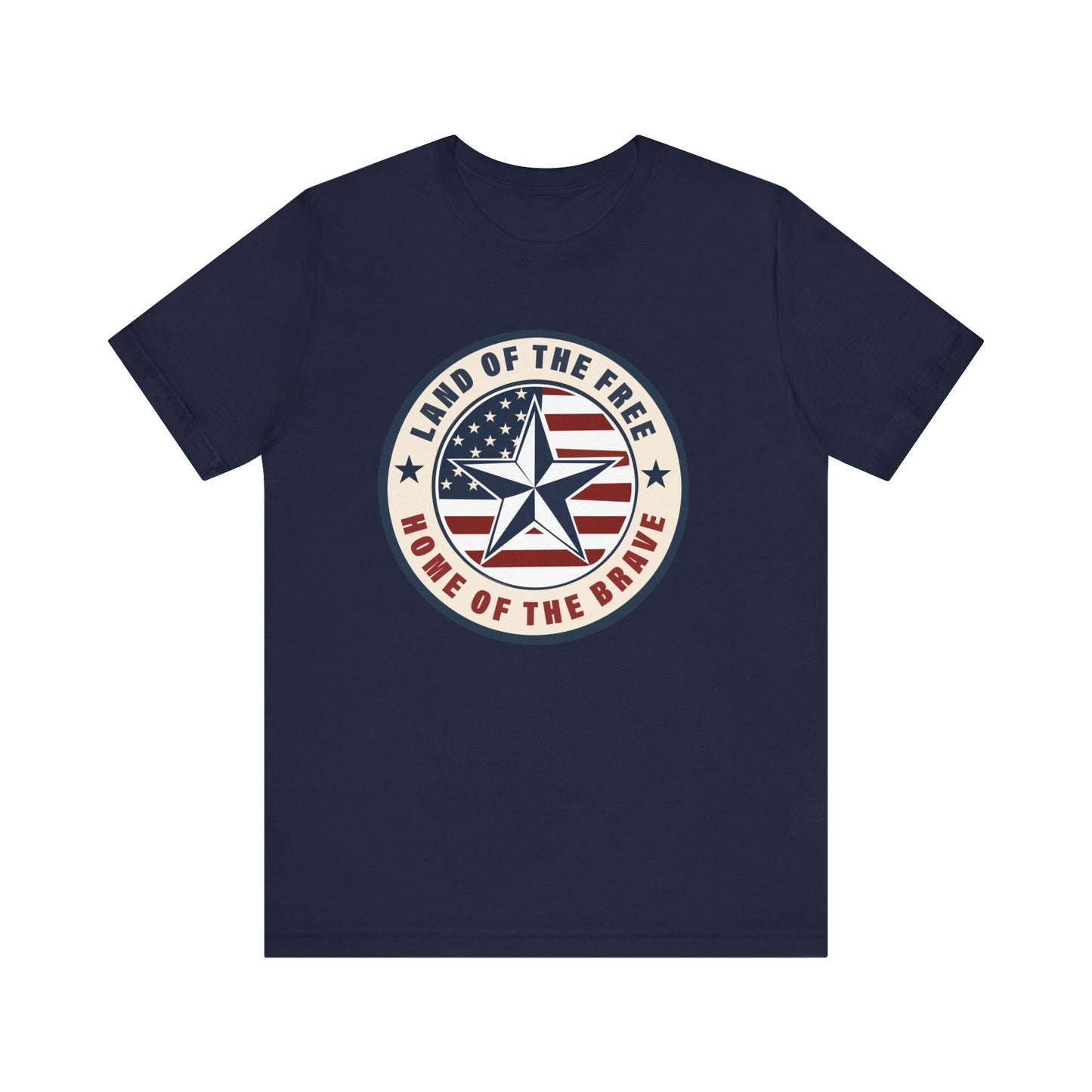 Patriotic Star Tee — "Land of the Free, Home of the Brave" American Flag T-Shirt