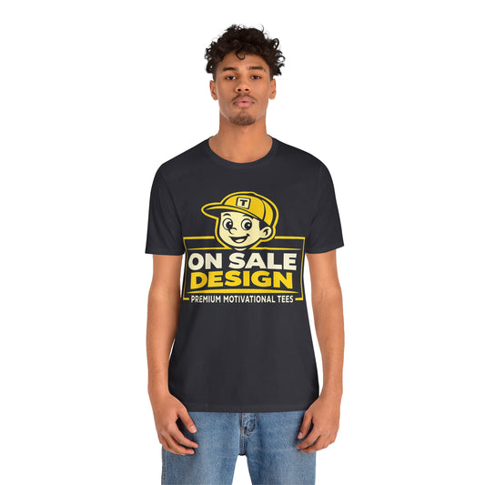 On Sale Design Graphic Tee — Retro Promo Logo T-Shirt