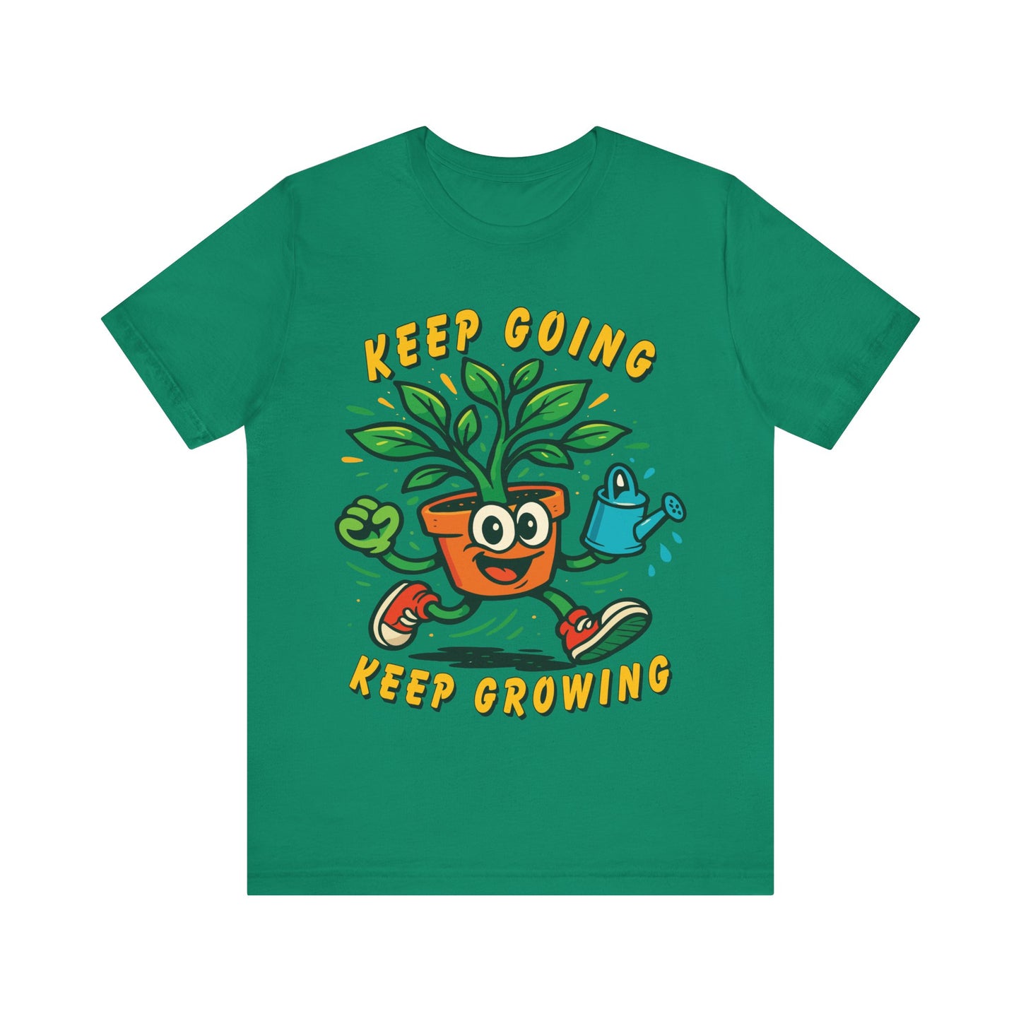 Keep Going Keep Growing T-Shirt — Motivational Plant Cartoon Tee for Gardeners & Self-Care