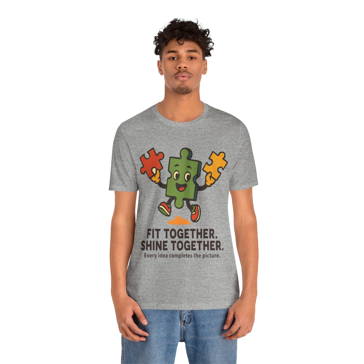 Fit Together Puzzle Mascot T-Shirt — "Fit Together. Shine Together." Crew Tee