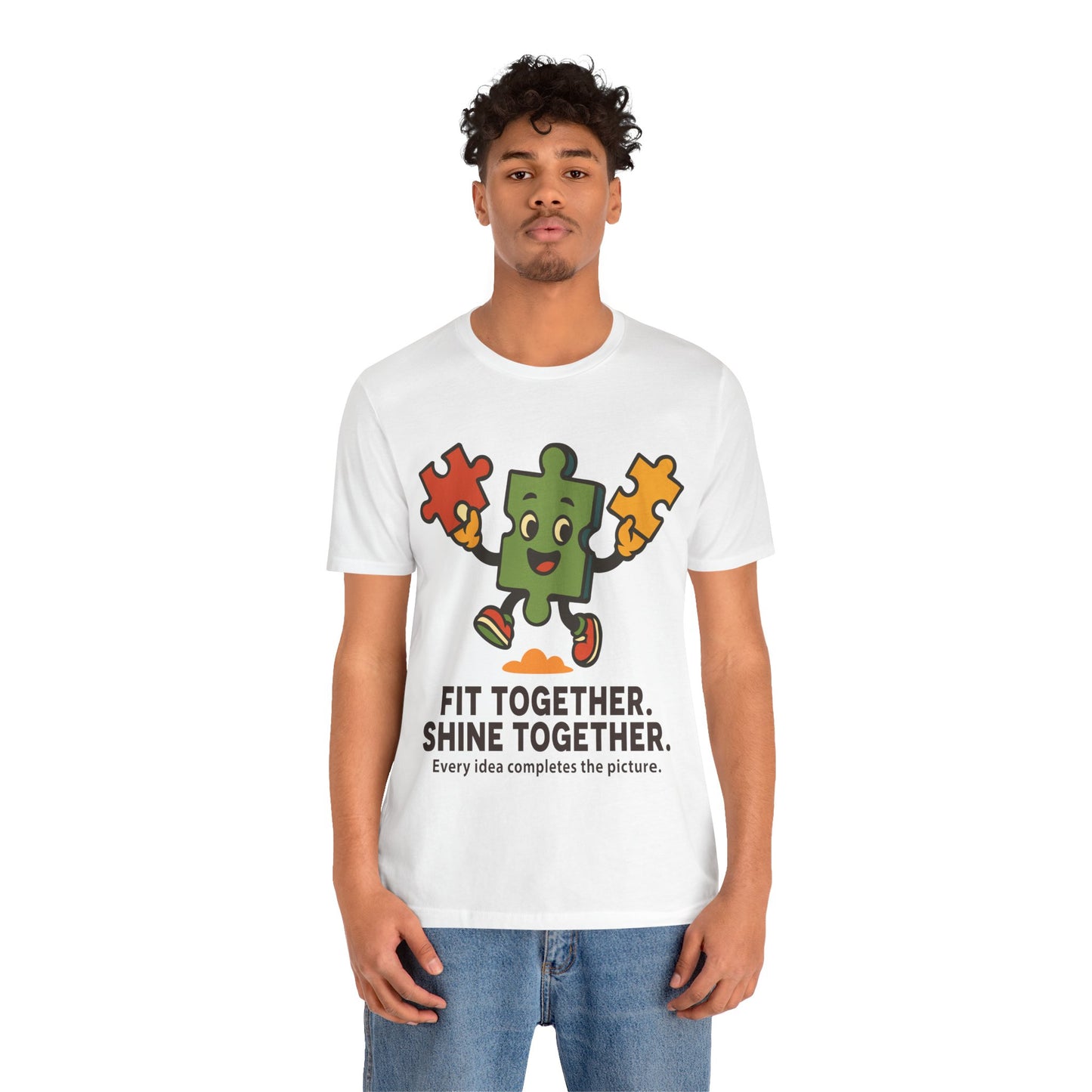 Fit Together Puzzle Mascot T-Shirt — "Fit Together. Shine Together." Crew Tee