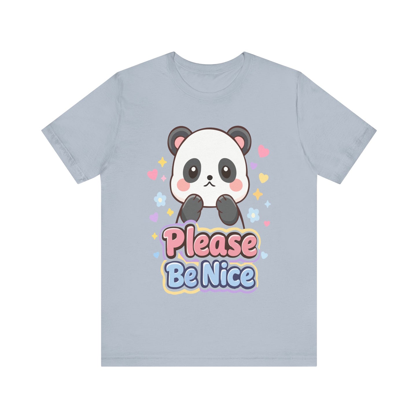 Please Be Nice Panda T‑Shirt — Cute Kawaii Graphic Tee for Kids & Adults